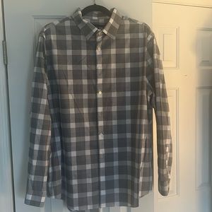 Express - Long Sleeve Button Down - Extra Slim - XL - Black/Grey
